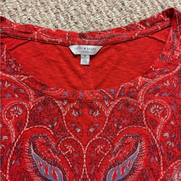 Lucky Brand Paisley Red Women's Top - Picture 4 of 6